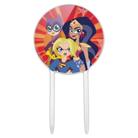 Acrylic DC Super Hero Girls Girl Group Cake Topper Party Decoration for Wedding Anniversary Birthday Graduation