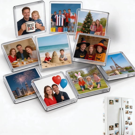 Acrylic DIY Fridge Magnets Set with Adhesive Backing Homemade Photo Magnet Craft Kit for Kitchen School Party Office Cabinets10PCS