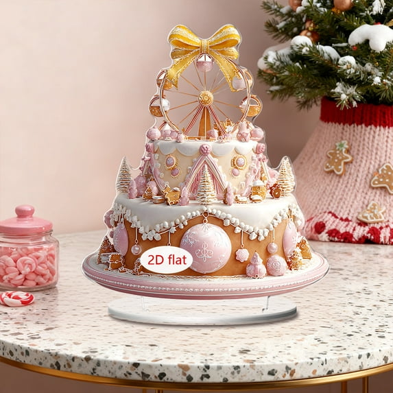 Acrylic Decor under $5! Cagogo Christmas 2D Acrylic Decor Festive Scenes, Ferris Wheel Carousel Castle Cake Tabletop Decor, Holiday Home Decoration, Christmas Village Display Ornaments