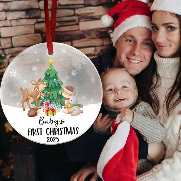 Meggemo Acrylic Decorations Pendant First Christmas Baby Design Souvenir Ornament for Girls & Boys; Adds Sentimental Festive Touch to Christmas Decorations and Baby’s First Holiday