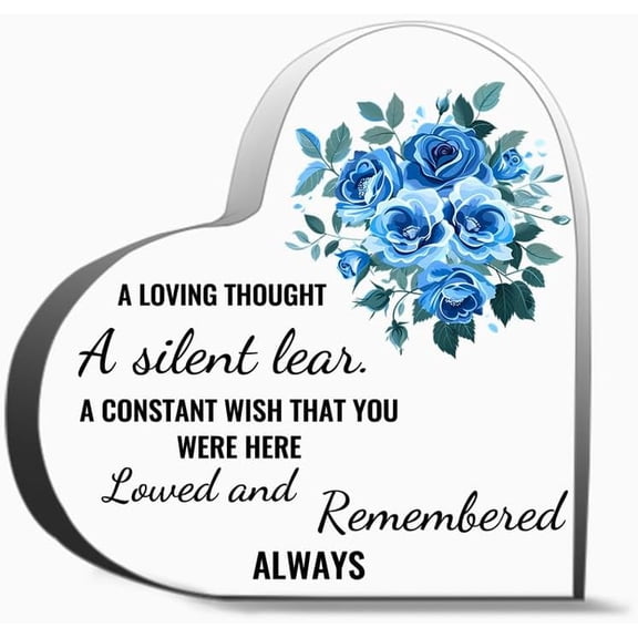 Acrylic Decorative Signage Love Remembered Always Heart Shaped Decor Sympathy Gift For Loss Of Loved Gifts Desk Decorative Sign Acrylic Sign For Office Desk Table Shelf 4X4In