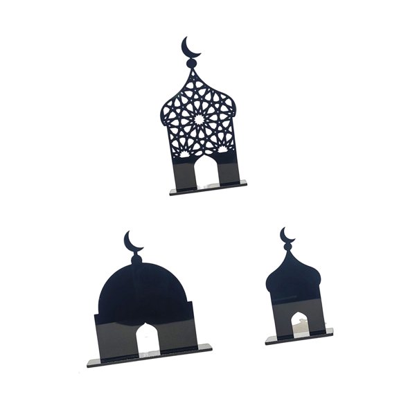 Acrylic Decors Intricate Ornament Castles Shape Religious Celebration Decors Acrylic Texture Suitable for Eid Festivities