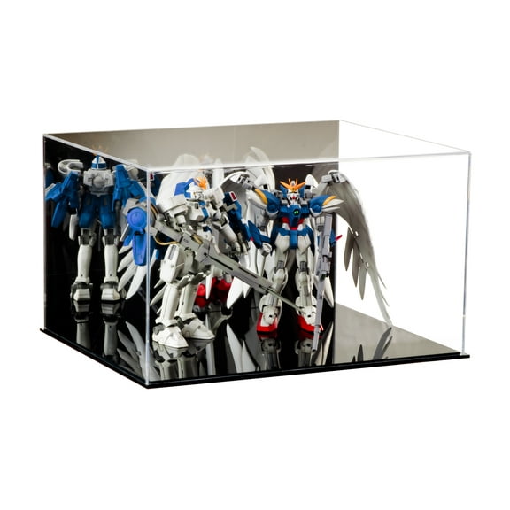 Acrylic Deluxe Display Case - Medium Rectangle Box with Mirror 15.25" x 12" x 9" (A025-DS)