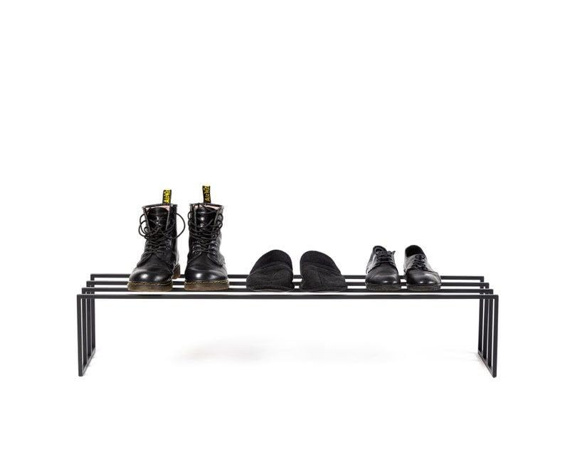 Acrylic Design Art Black Metal Shoe Rack Hand Welded Shoe Storage for ...