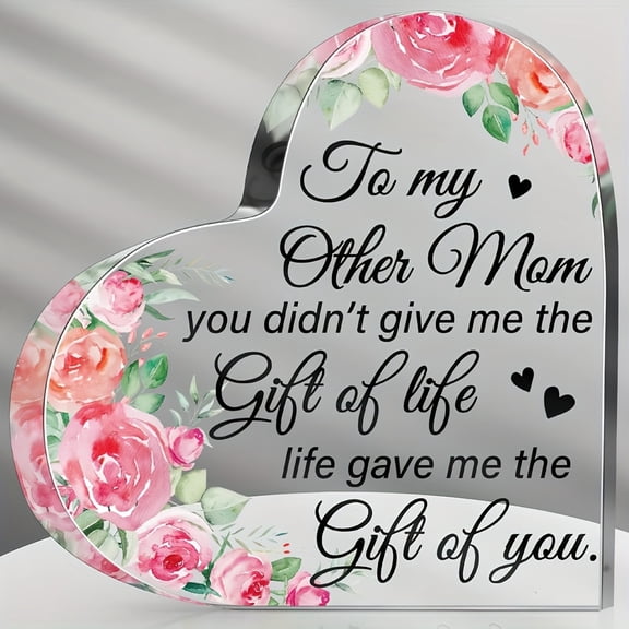 Acrylic Design Pattern For Gifts To Mom Dad Mother In Law 3.9X3.9 Inch And A Bonus Heart Plaque For Expressing Gratitude On Birthdays Premium Clear Durable Acrylic Sentimental Family Keepsake