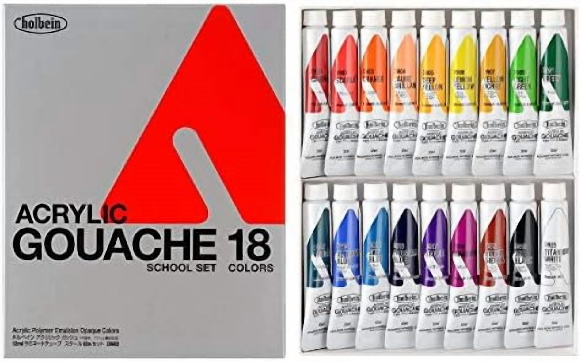 Acrylic Designer Gouache - Set of 18, 12 ml Tubes