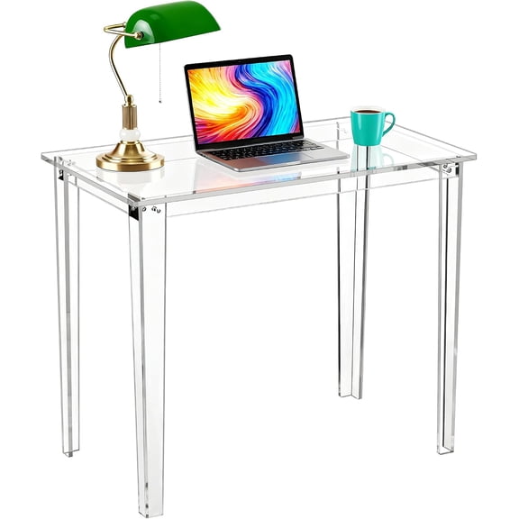 Acrylic Desk, Clear Modern Writing Table for Home Office (clear, Small)