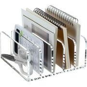 Acrylic Desk File Organizer Holder, 5 Upright Clear Desktop Mails Sorter Document Magazine Storage Organization Letter F