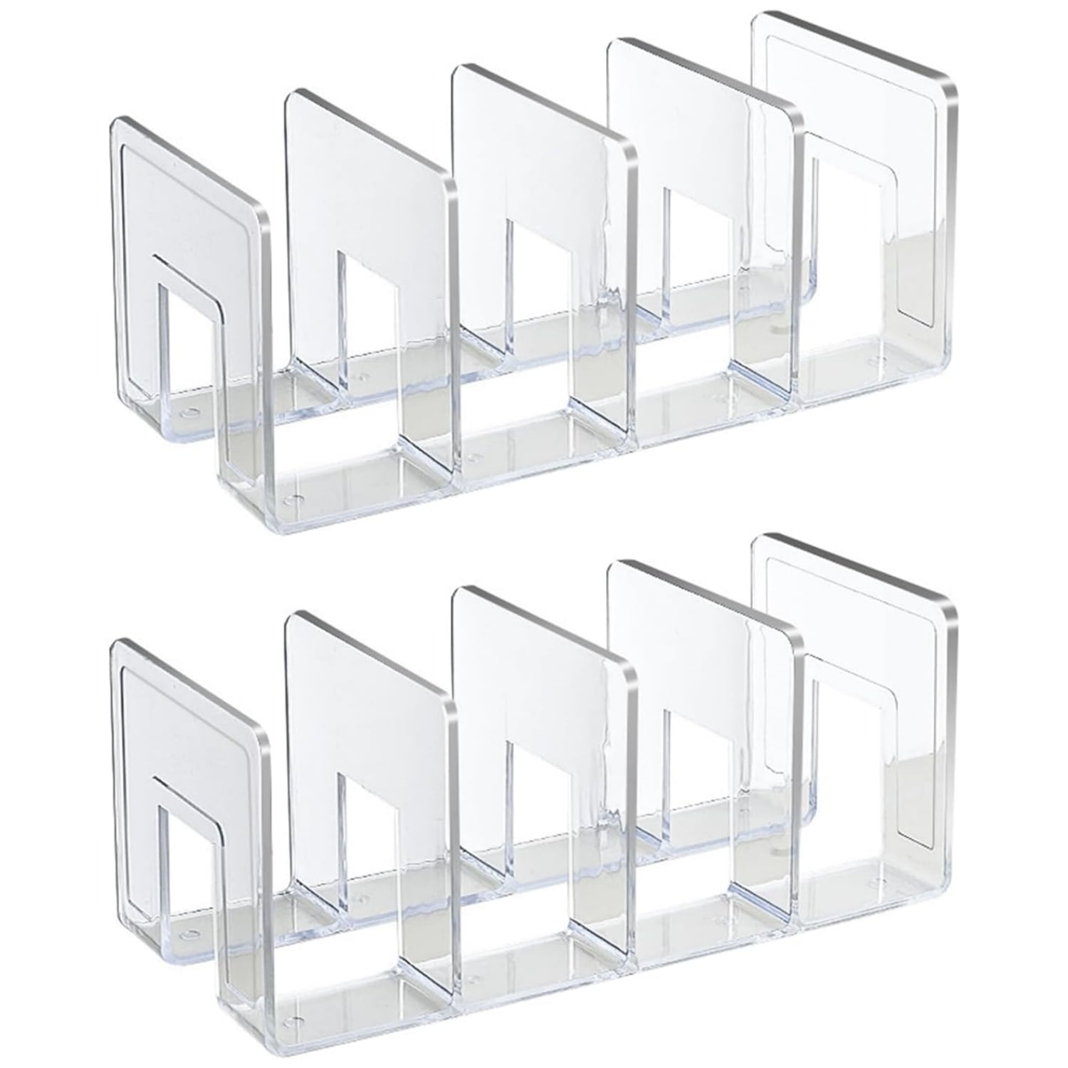 Acrylic Desk File Sorter,Clear Purse/Handbag Organizer,Desktop File Divider,Book Organizer,Office Supplies Stand,Folder Bookshelf for Envelopes,Document,Notebook,4 Sections,Clear,2 Pcs