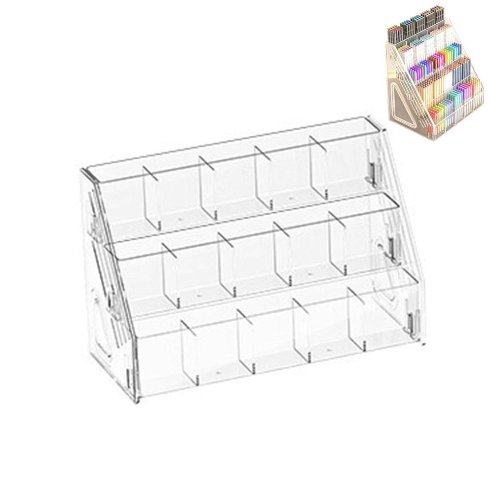 Acrylic Desk Organizer – 3 Tier Vertical Storage for Pens, Markers, Art Supplies & Office Accessories, Clear Desk Storage Solution for Home, Office