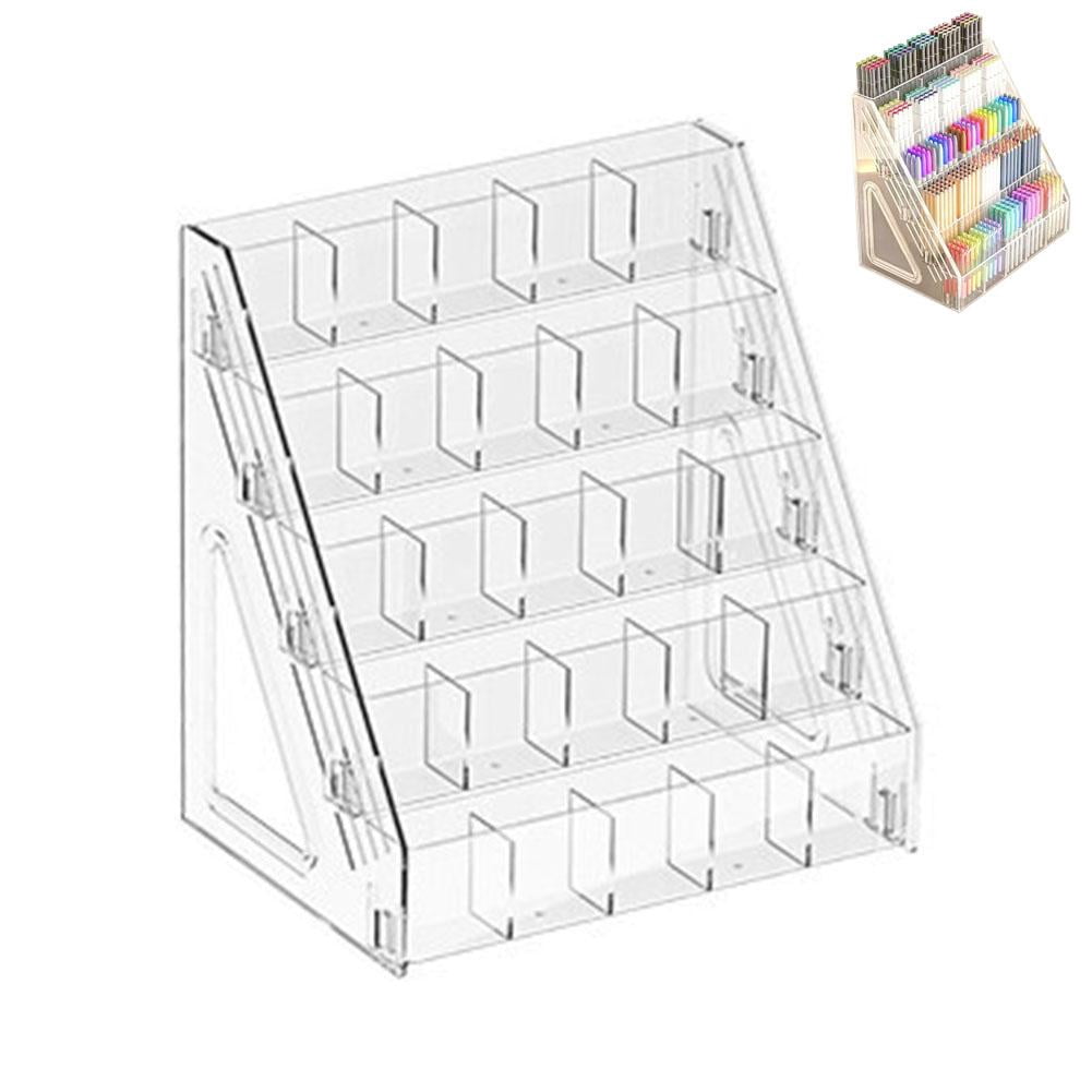 Acrylic Desk Organizer – 5 Tier Vertical Storage for Pens, Markers, Art Supplies & Office Accessories, Clear Desk Storage Solution for Home, Office