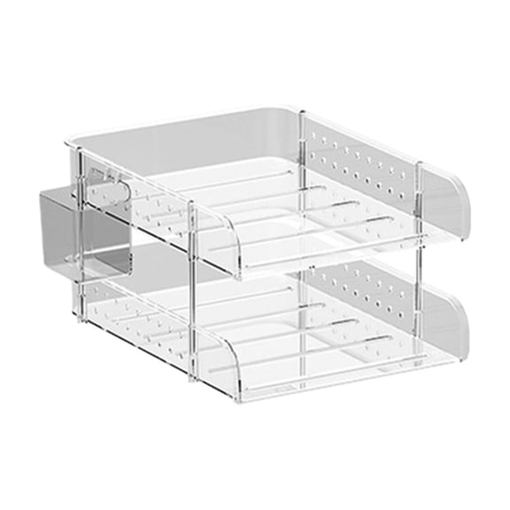 Acrylic Desk Organizer, Multi-Tier Letter Tray with Pen Holder, Office Storage for Documents and Supplies Clear
