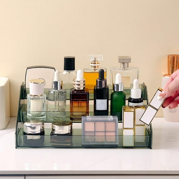 Acrylic Desk Organizer with Multi-Tier Storage, Elegant Desktop Organizer for Stationery, Documents and Office Supplies, Thickened PET Compact Desktop Accessory with Shelves and Compartments