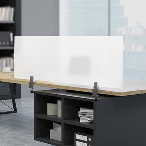 Acrylic Desk Privacy Divider with Clamps, 47x18x2 Inch Frosted Office Partition, Desktop Workspace Panel$$Office
