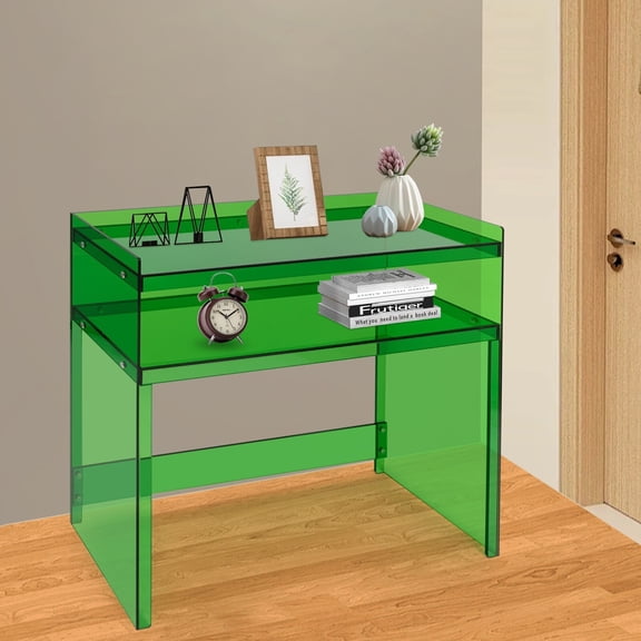 Acrylic Desk Small Entryway Table with Open Shelves Entry Table 100*30*80cm for An Entryway, Hallway, Behind A Sofa