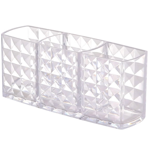Acrylic Desk Storage Rack for Vanity and Home Sparkling Pattern 3- Tray with Clear Designer Holder for Pens Brushes and Small, 15x7x5cm, Clear