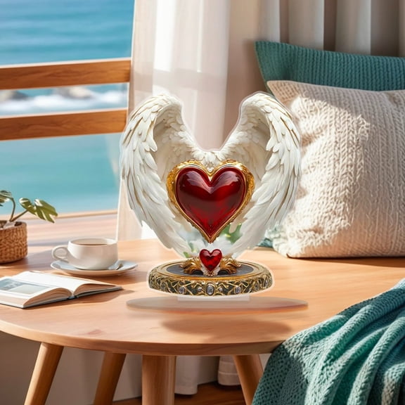 Acrylic Desktop Figurine, Sacred Heart Jesus Angel Spiritual Tabletop Statue Ornament for Home Shelf Mantel Christmas Decor