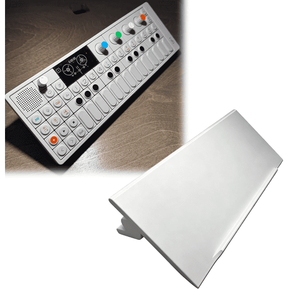 Acrylic Desktop Stand compatible with OP-1, OP-1 Field & OP-XY | Ergonomic Angled Design, Elevated Storage, Studio Desk Organizer, Synthesizer Stand, Teenage Engineering