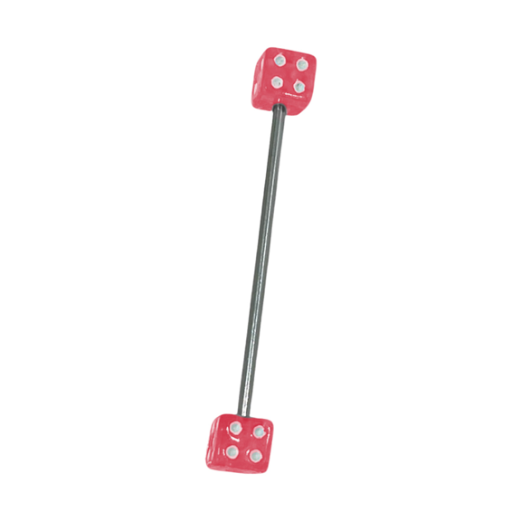 Acrylic Dice Bead Industrial Barbell 14G