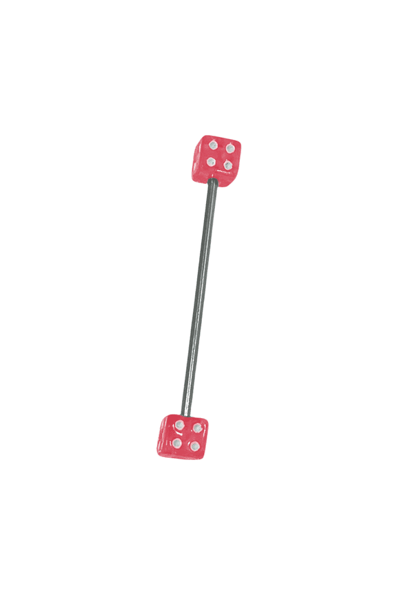 Acrylic Dice Bead Industrial Barbell 14G