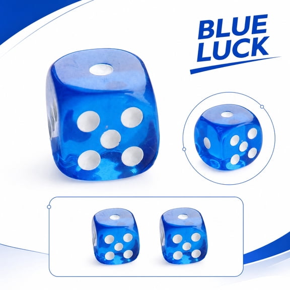 Acrylic Dice Set of 2 – Royal Blue Standard Six Sided Game Dice for Board Games, Tabletop RPG, Classroom Math Counting, Replacement Accessories (1 Set)