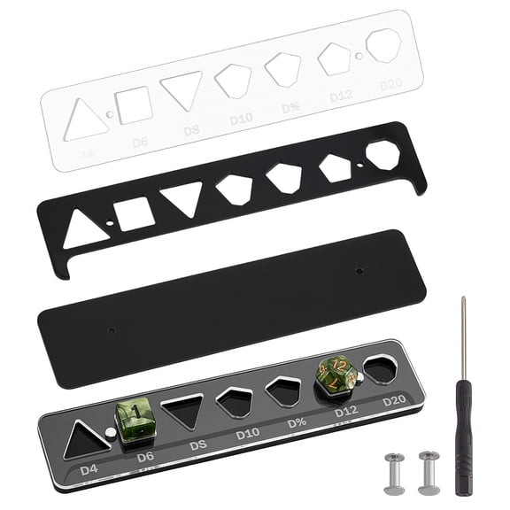 Acrylic Dice Tray Polyhedral Dice Display Tray Dice Storage Holder for RPG Table Games Board Games Black 7.5x1.6x0.47 Inch
