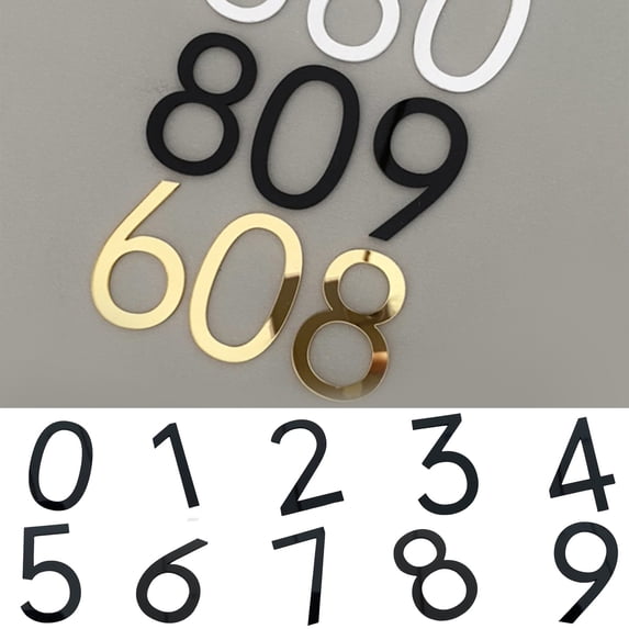 Acrylic Digital House Number 0 3D Dimensional Address Plaque for Modern Apartment Mailbox Office Door Identification Waterproof Self Adhesive Sign, 2 Inch