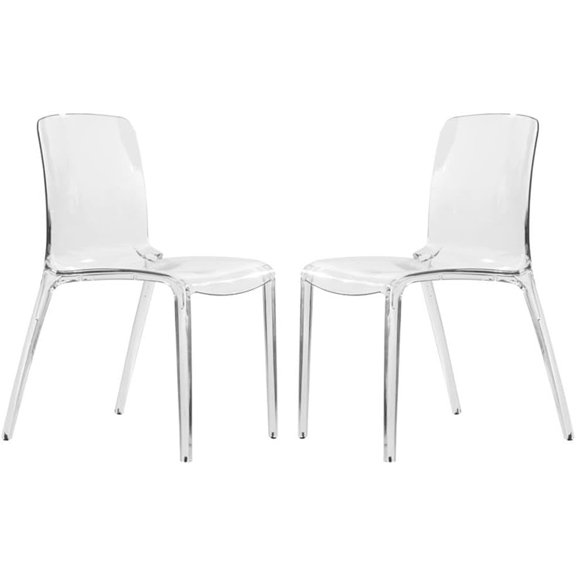 Acrylic Dining Chair Mid Century Modern Transparent Ghost Chair, Stackable Accent Side Chair for Kitchen Contemporary Home Décor and Dining Room (Clear, Set of 2)