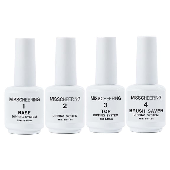 Acrylic Dipping System Set - 4PCS Nail Dip Powder Liquid Kit with Base Top Coat Brush Saver, 0.5oz Each, Quick Dry Nail Art Kit for DIY Manicure Salon Use, Holiday Gift for Women Makeup Organizers
