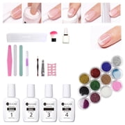 Acrylic Dipping System Set - Nail Kit with Nude Glitter Powder, Base Top Brush Tool Kit, 12PCS Glitter & Nail Tool Set, DIY Nail Art Starter Kit, Long Lasting Manicure Kit for Wome