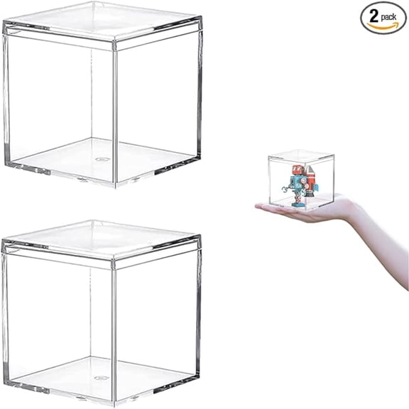 Acrylic Display Box 3.4x3.4x3.4Inch Clear Acrylic Boxes with Lids Plastic Square Cube Containers Home & Office Storage Box Wedding Party Favor Candy Pill and Tiny Jewelry Storage