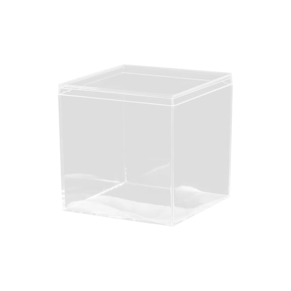 Acrylic Display Box Clear Plastic Square Cube Organizer Dustproof Transparent 4x4x4 Inch for Collectibles Jewelry Small Items Home Office Decor