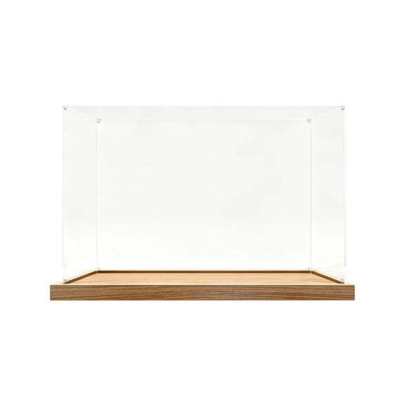 Acrylic Display Box with Wooden Base for Collectible Figures and Building Blocks Dustproof Showcase Case for Desktop Shelf Storage and Organization