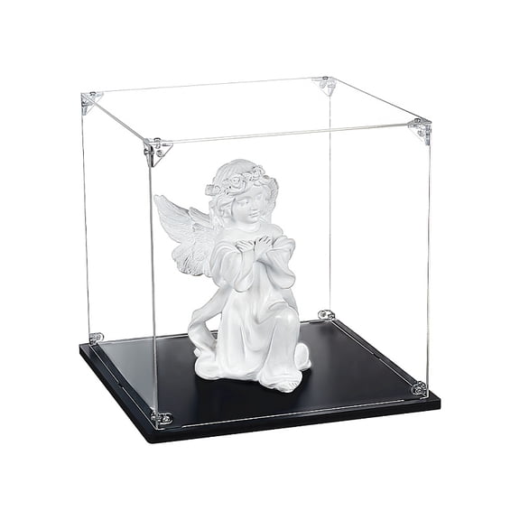 Acrylic Display Boxes Dust-Proof Cases with Black Base for Models Building Blocks Display Holders Square 25x25x25cm for DIY