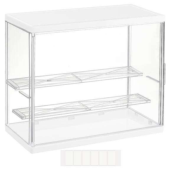 Acrylic Display Case 3-Tier White Action Figure Display Box 10.8x5.3x9inch Rectangle Dustproof Showcase for Display Assembly Display Case with