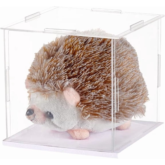 Acrylic Display Case 4.4x4.4x4.2 inch Model Display Case with Rubbers Acrylic Display Case with White Base Clear Assemble Display Boxes Display Box