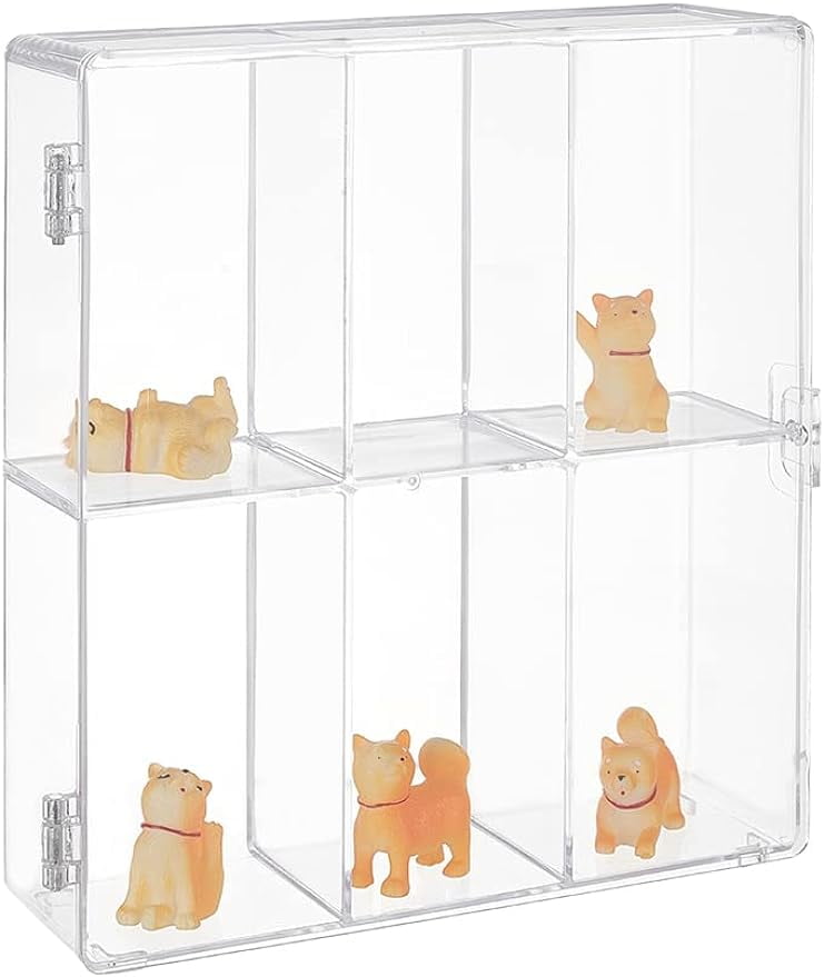 Acrylic Display Case 6 Compartments Transparent Acrylic Action Figures