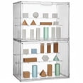 thumbnail image 1 of 2 PCS Clear Plastic Figurine Display Case, 4 Layers Stackable Display Box with Shelves for Collectibles, Adsorptive Front Opening Dustproof Display Cabinet for Figures Models Souvenirs, 1 of 5