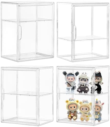 Acrylic Display Case for Collectibles, Clear Storage Bin with 3 ...