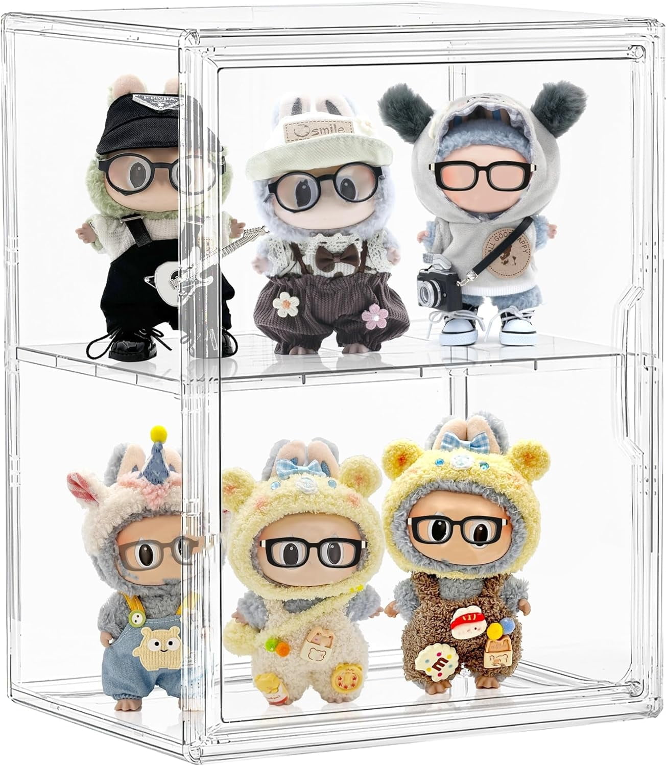 Acrylic Display Case for Collectibles, Clear Storage Bin with 3 ...