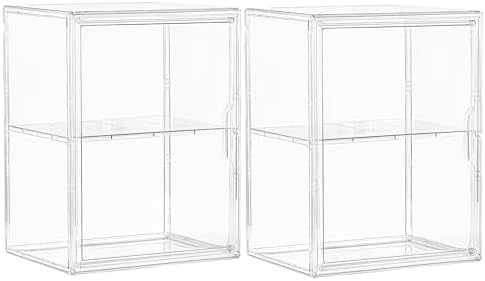 Acrylic Display Case for Collectibles, Clear Storage Bin with 3 ...