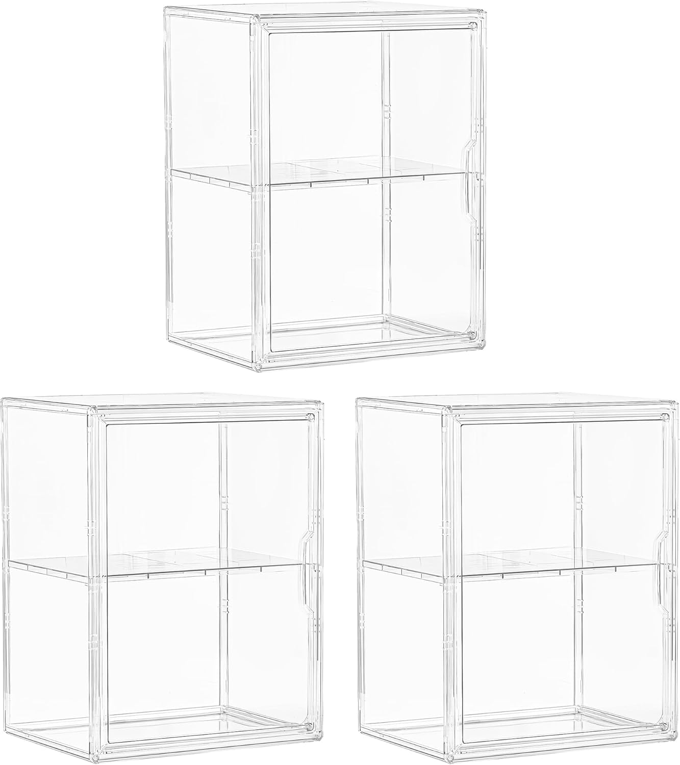 Acrylic Display Case for Collectibles, Clear Storage Bin with 3 ...