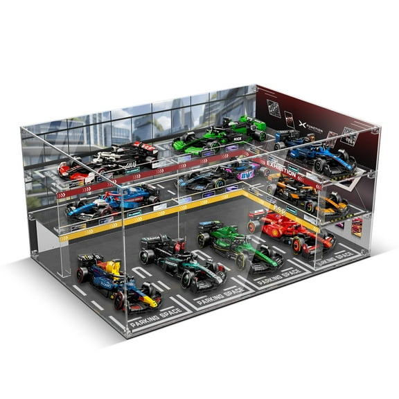 Acrylic Display Case for Lego Speed Champions Ultimate F1 Collector's Pack, Dust-Proof Protective Showcase Box for 66802 F1 Model Car Kit (Model Car NOT Included)