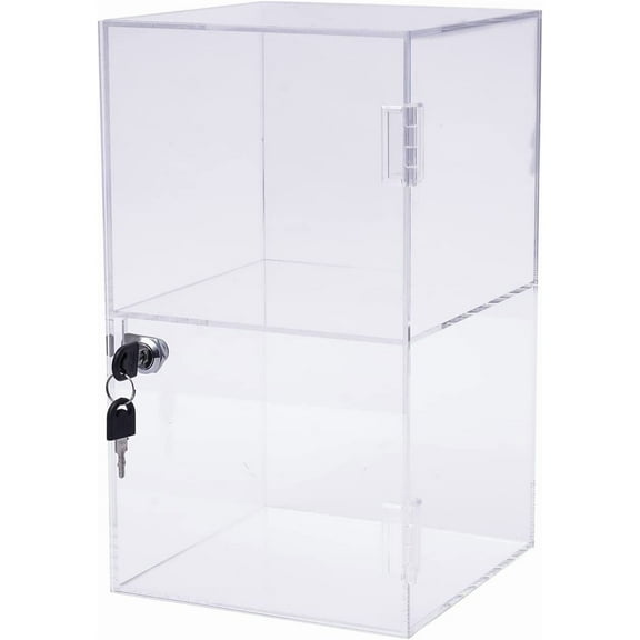 Acrylic Display Case with Lock Key, 2 Tier Showcase Display Cabinet Clear Countertop Display Cabinet, Acrylic Display Box Display Cabinet Multi Functional Safe Storage Box for Retail Store