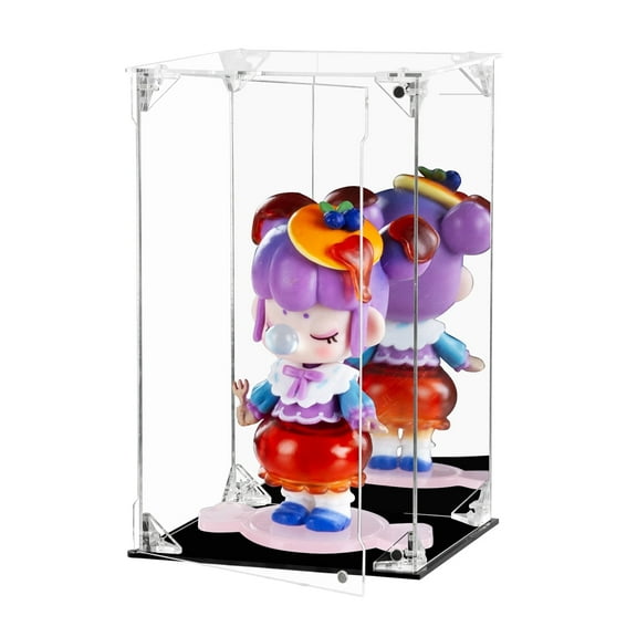 Acrylic Display Case, Mirrored Back and Base, UV Protected, Front Door with Magnetic Buckle, Display Box, Dustproof Showcase for Figures, Collections, Models toys,6x6x10"
