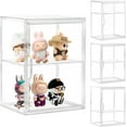 thumbnail image 1 of Acrylic Display Case with Removable Shelf, 2 Tier Clear Plastic Stackable Storage Bins with Magnetic Lids, Figure Display Case for Collectibles Cosmetic Acrylic Box, 4 Pack, 1 of 6
