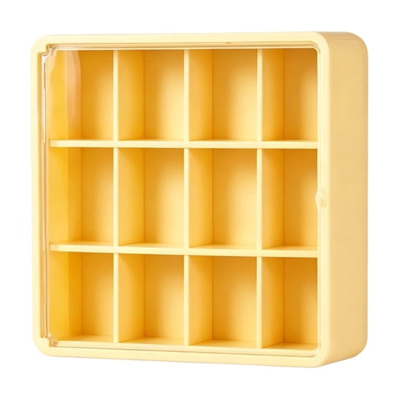 Acrylic Display Case, Wall Mounted Organizer For Figures Blind Boxes, Clear Dust-Proof Cabinet, Vertical Hanging Showcase(Yellow)