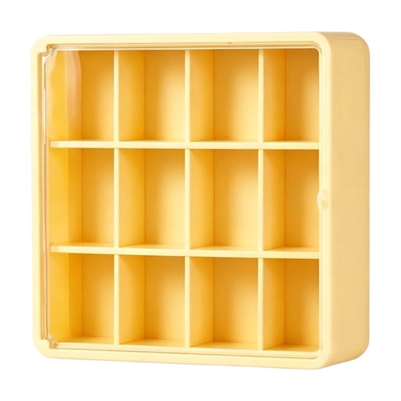 Acrylic Display Case, Wall Mounted Organizer For Figures Blind Boxes, Clear Dust-Proof Cabinet, Vertical Hanging Showcase(Yellow)