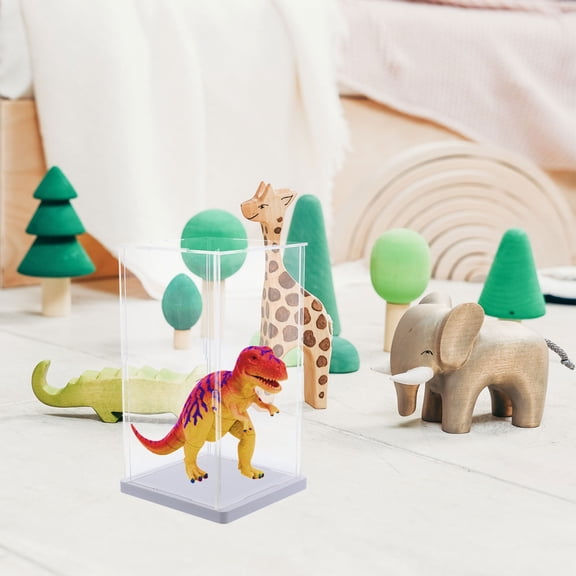 Clear Acrylic Display Case for Toys with Transparent Storage Box and Base, Doll Showcase Cube for Collectible Figures