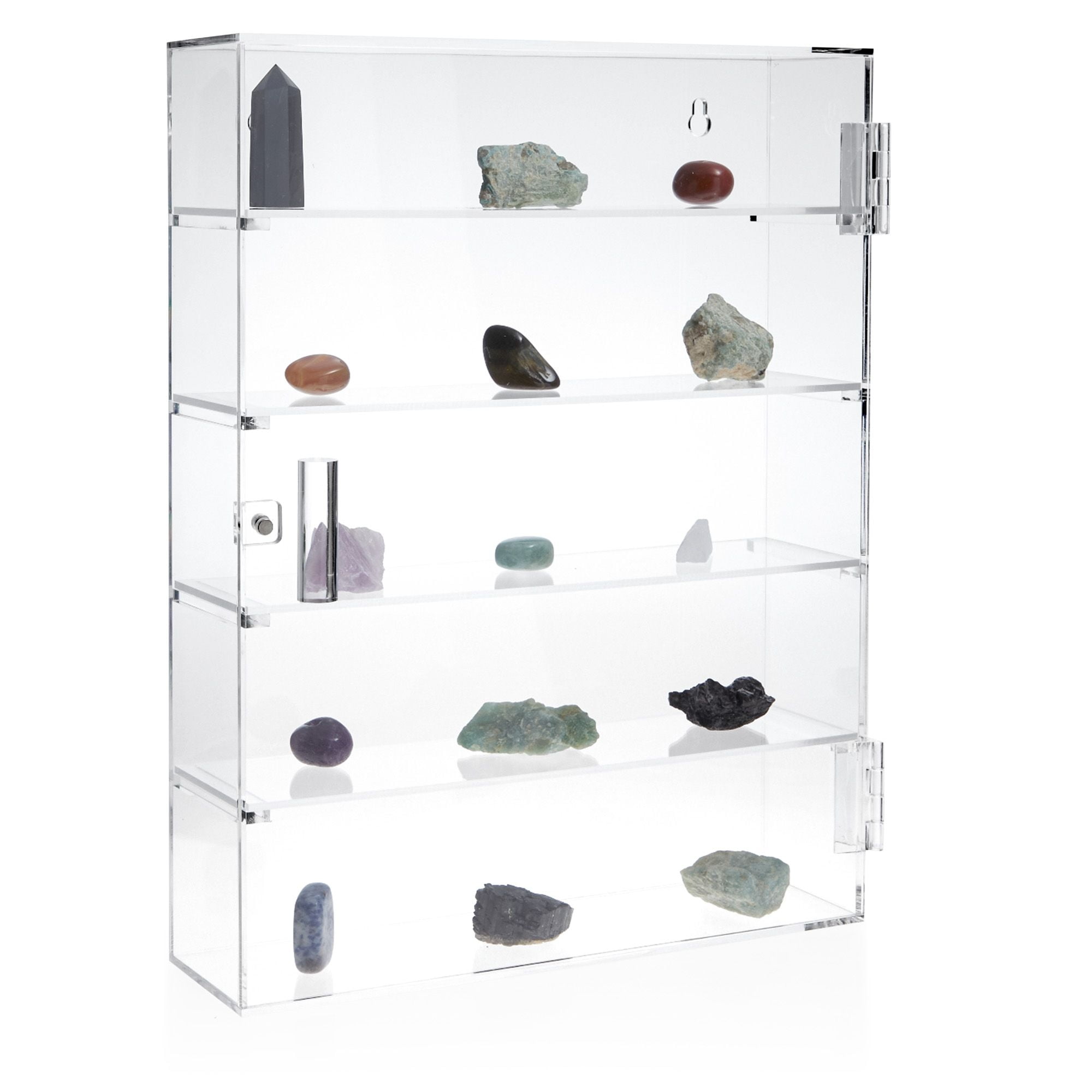Acrylic Display Case with Tiers for Collectibles, Figures, Rock  Collection, Wall Mountable (Clear Acrylic, 14 In)
